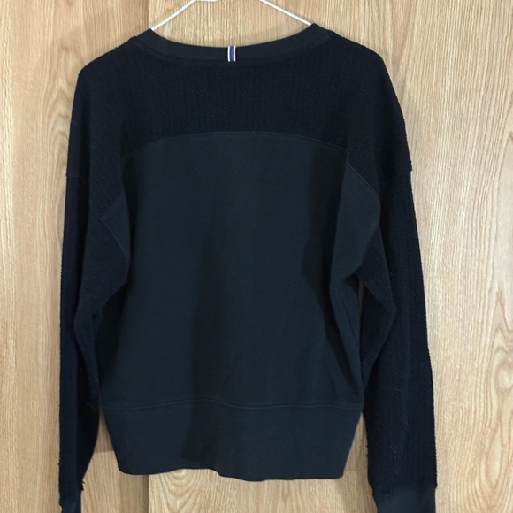 Champion Black Cropped Oversized Crewneck Sweatshirt with Knit Sleeves - Picture 3 of 7